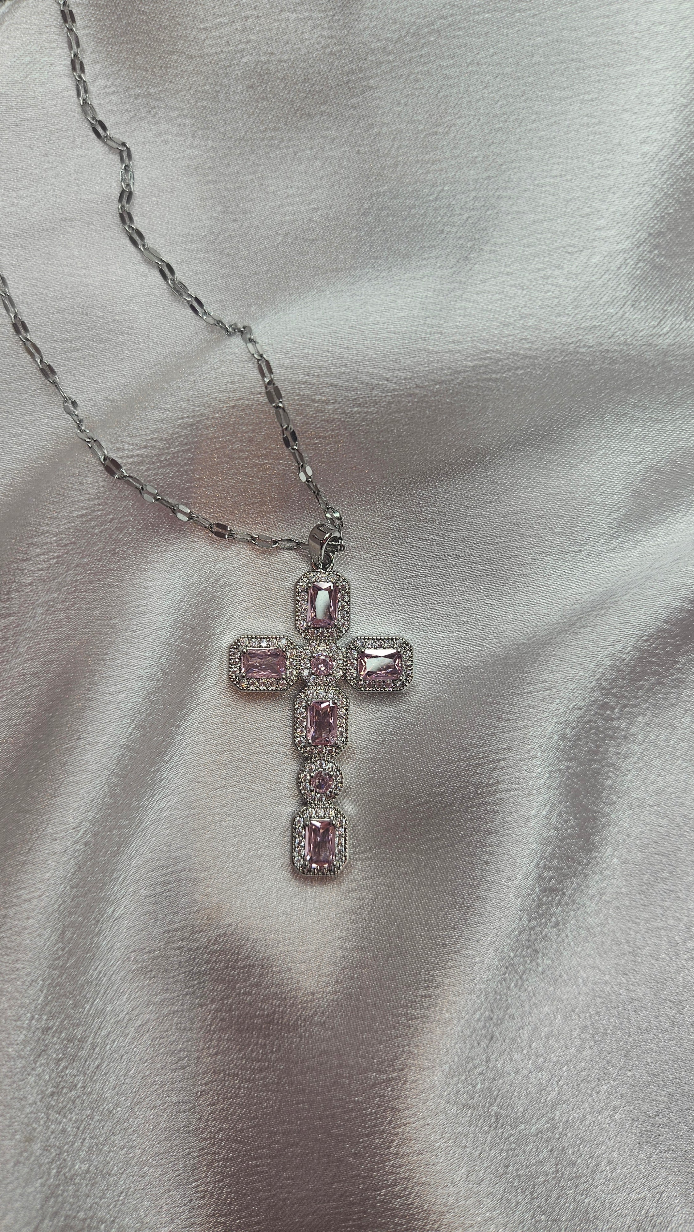 Pink Radiance Cross Necklace