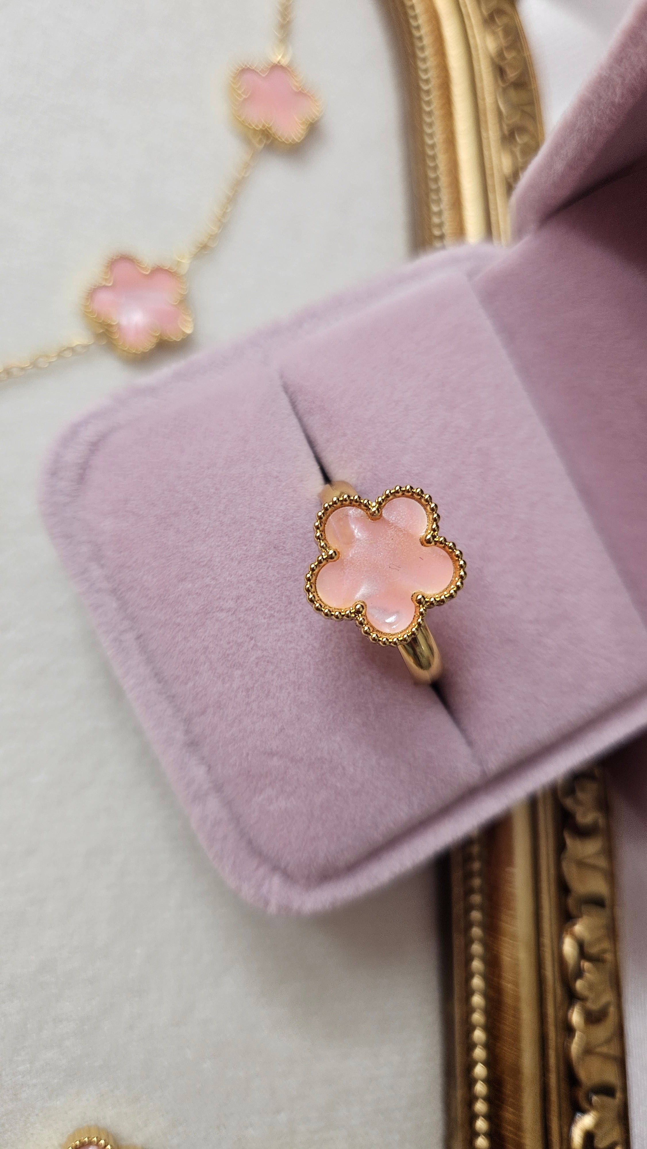 Pink Lucky Clover ring