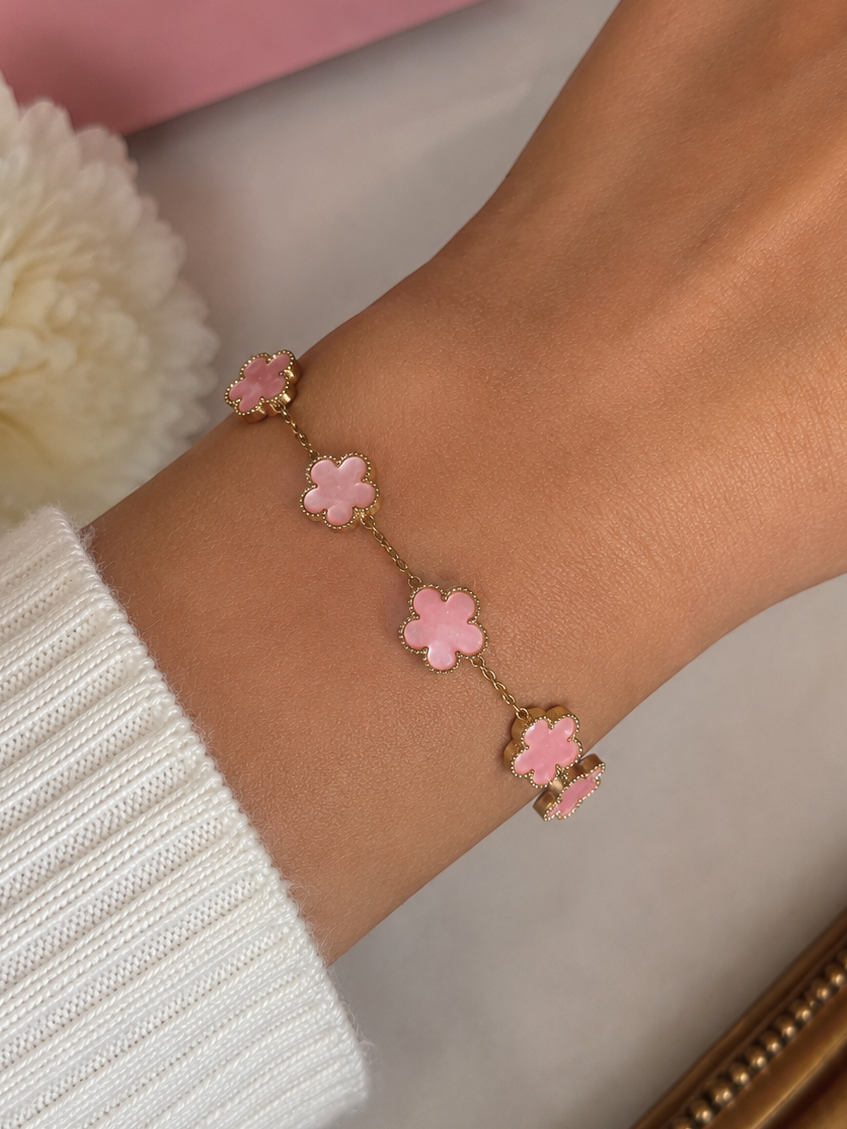 Pink Lucky Clover Bracelet