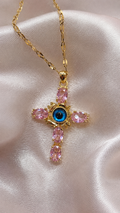 Evil eye protection cross necklace