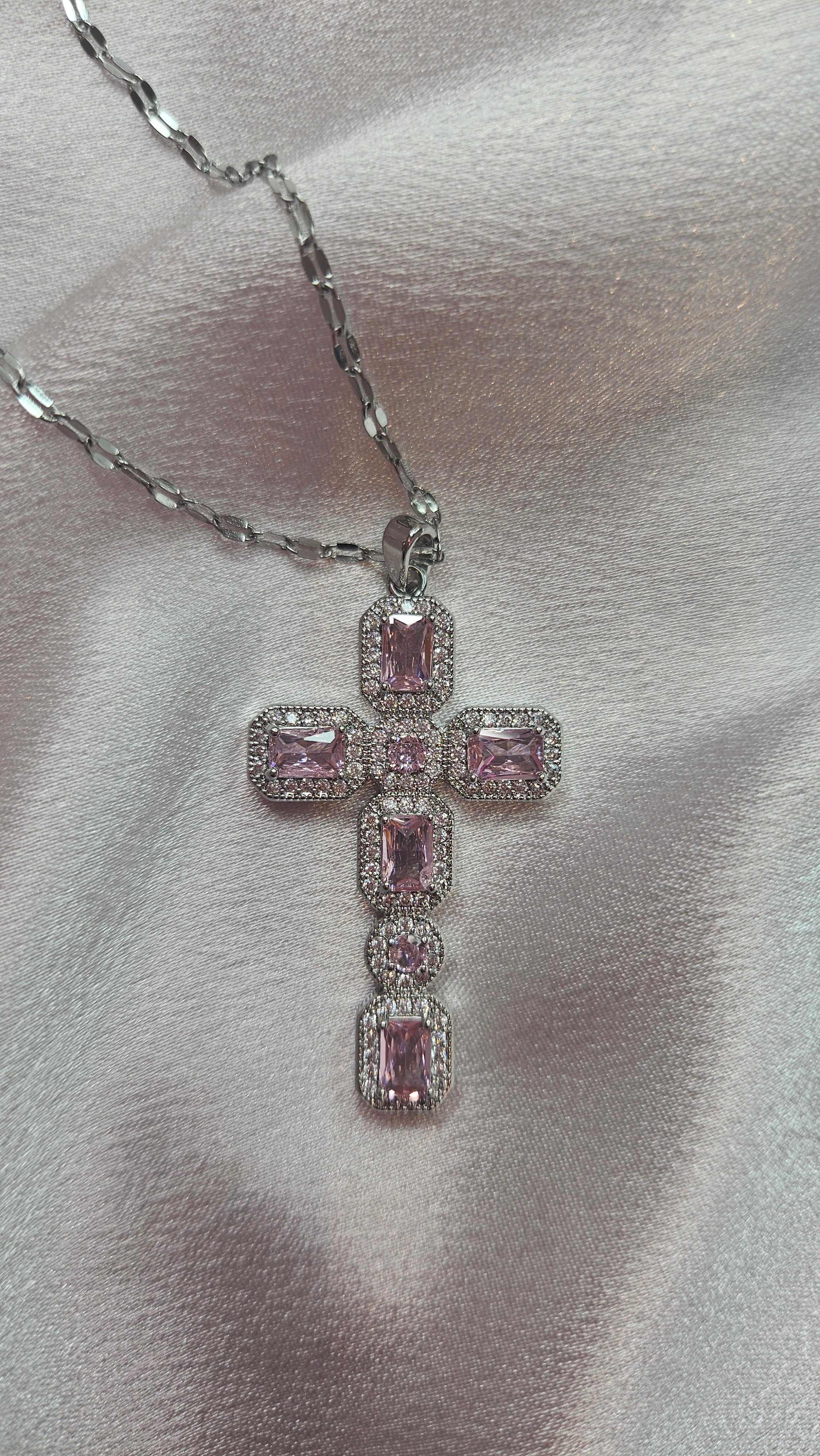 Pink Radiance Cross Necklace