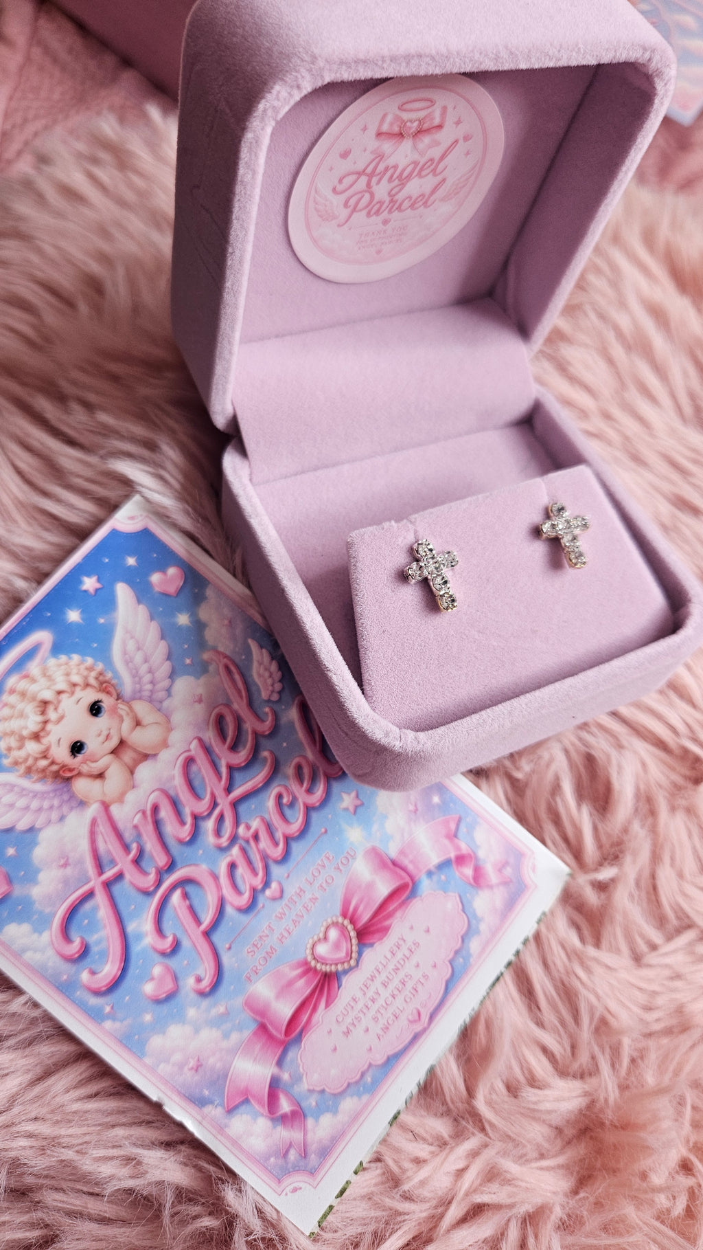 Sparkling Crystal Cross Stud Earrings