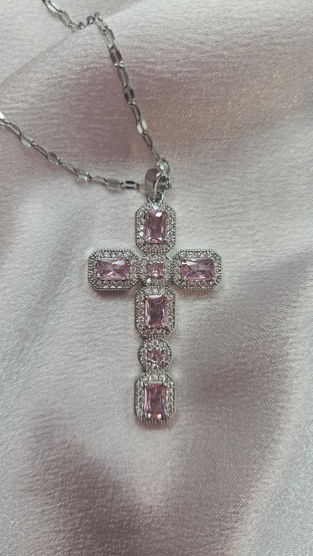 Pink Radiance Cross Necklace