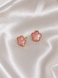 Pink Lucky Clover Stud Earrings