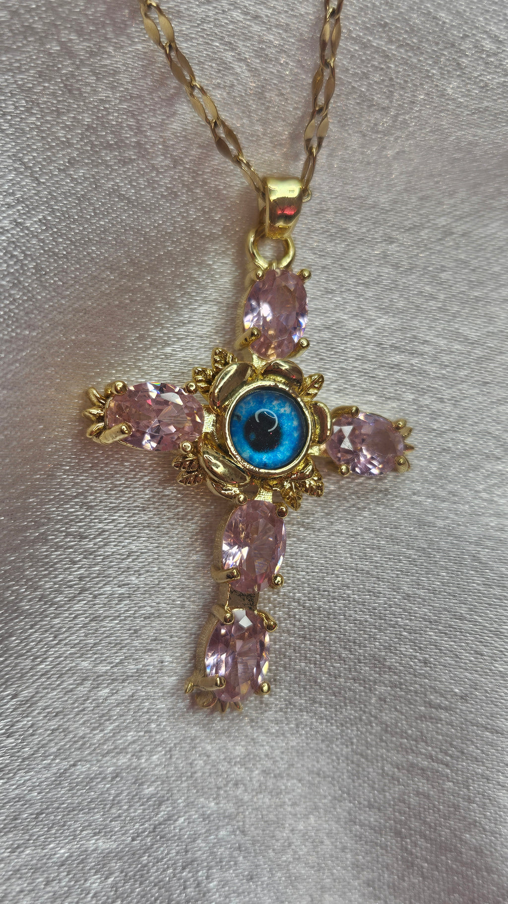 Evil eye protection cross necklace