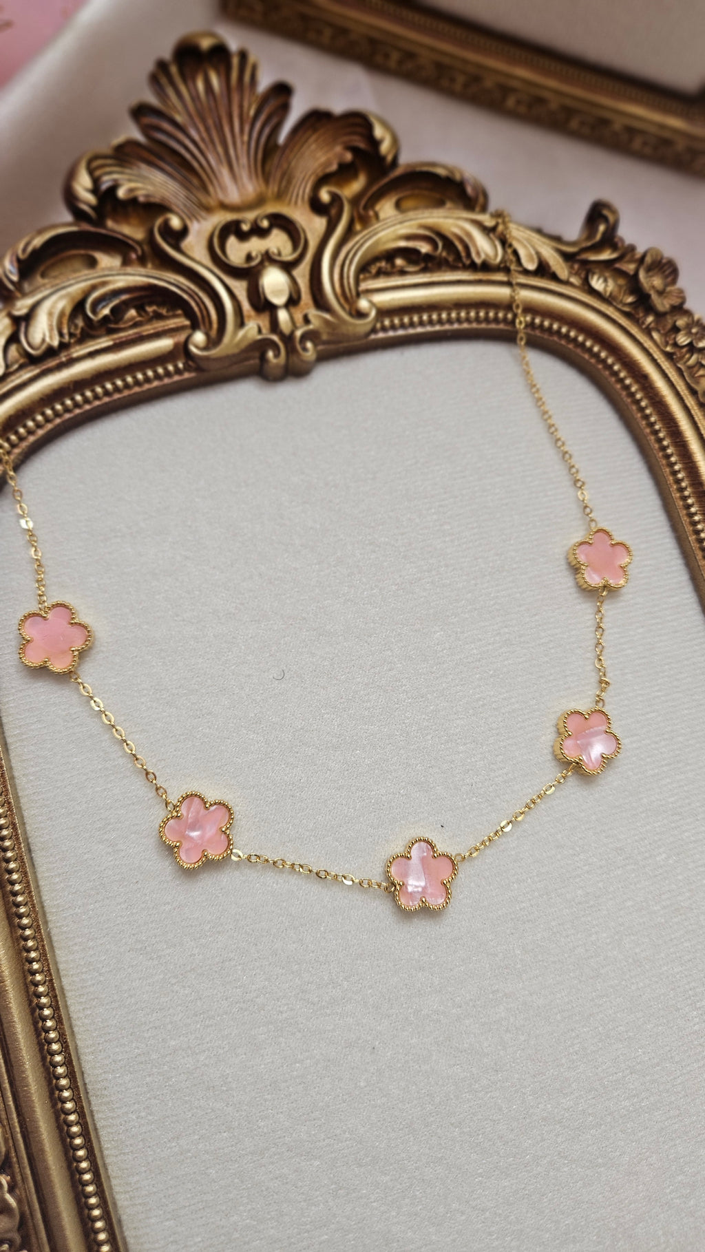 Pink Lucky Clover Necklace