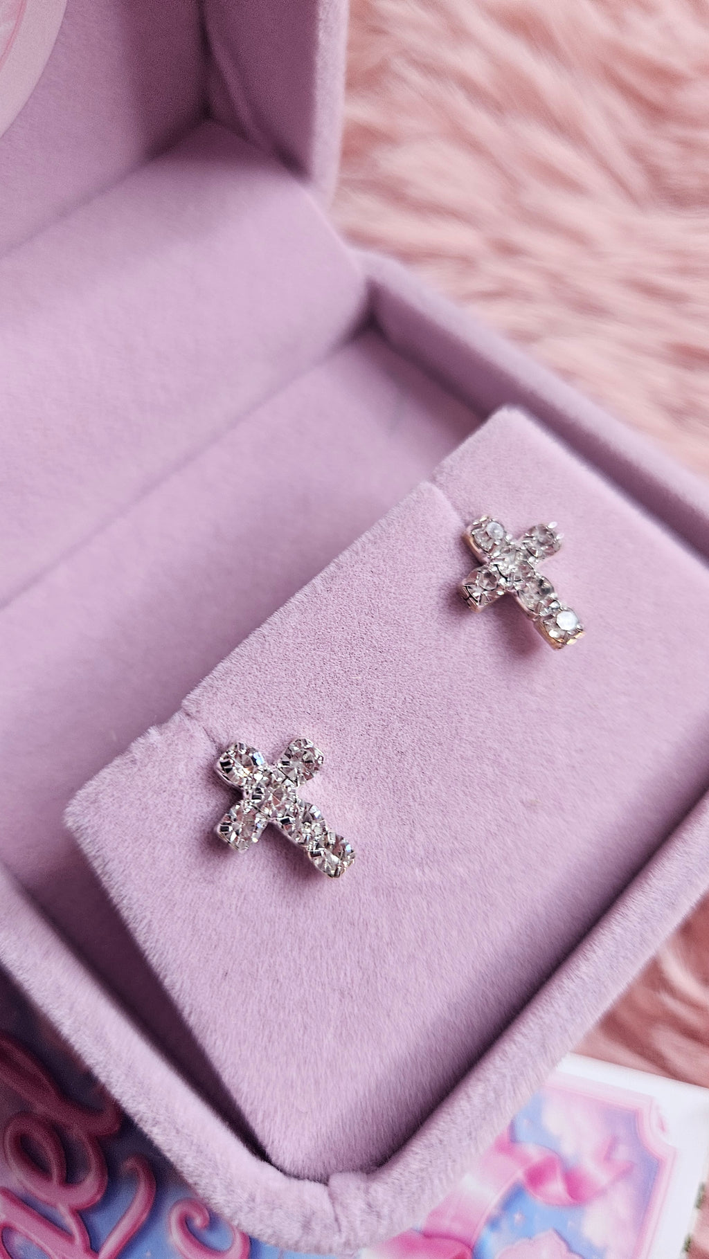 Sparkling Crystal Cross Stud Earrings