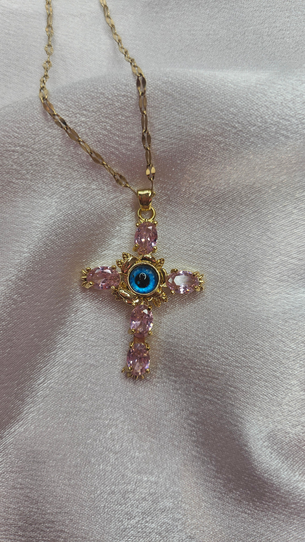 Evil eye protection cross necklace