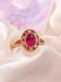Ruby Halo 18K Gold Plated Stainless Steel Ring