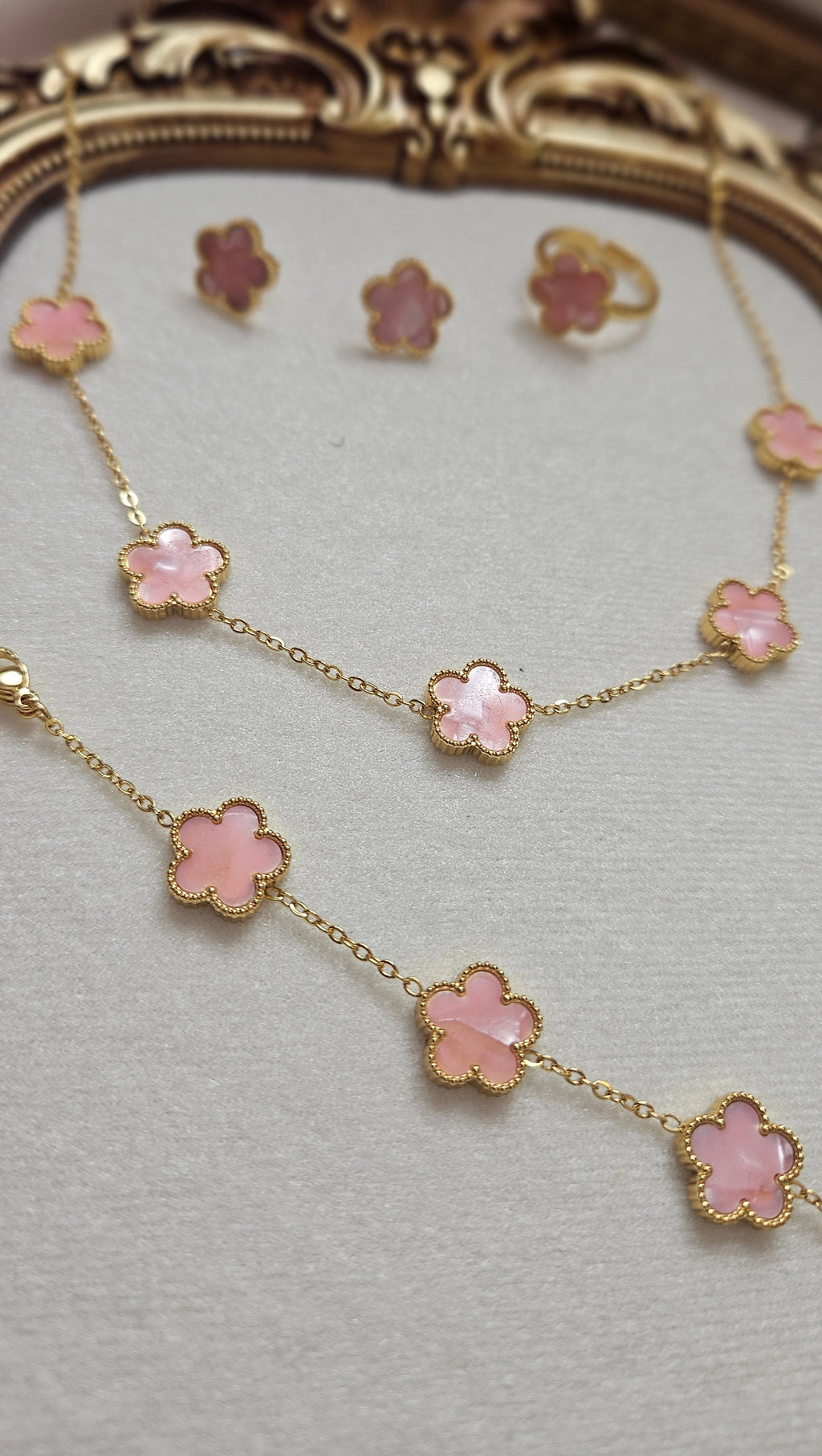 Pink Lucky Clover Necklace