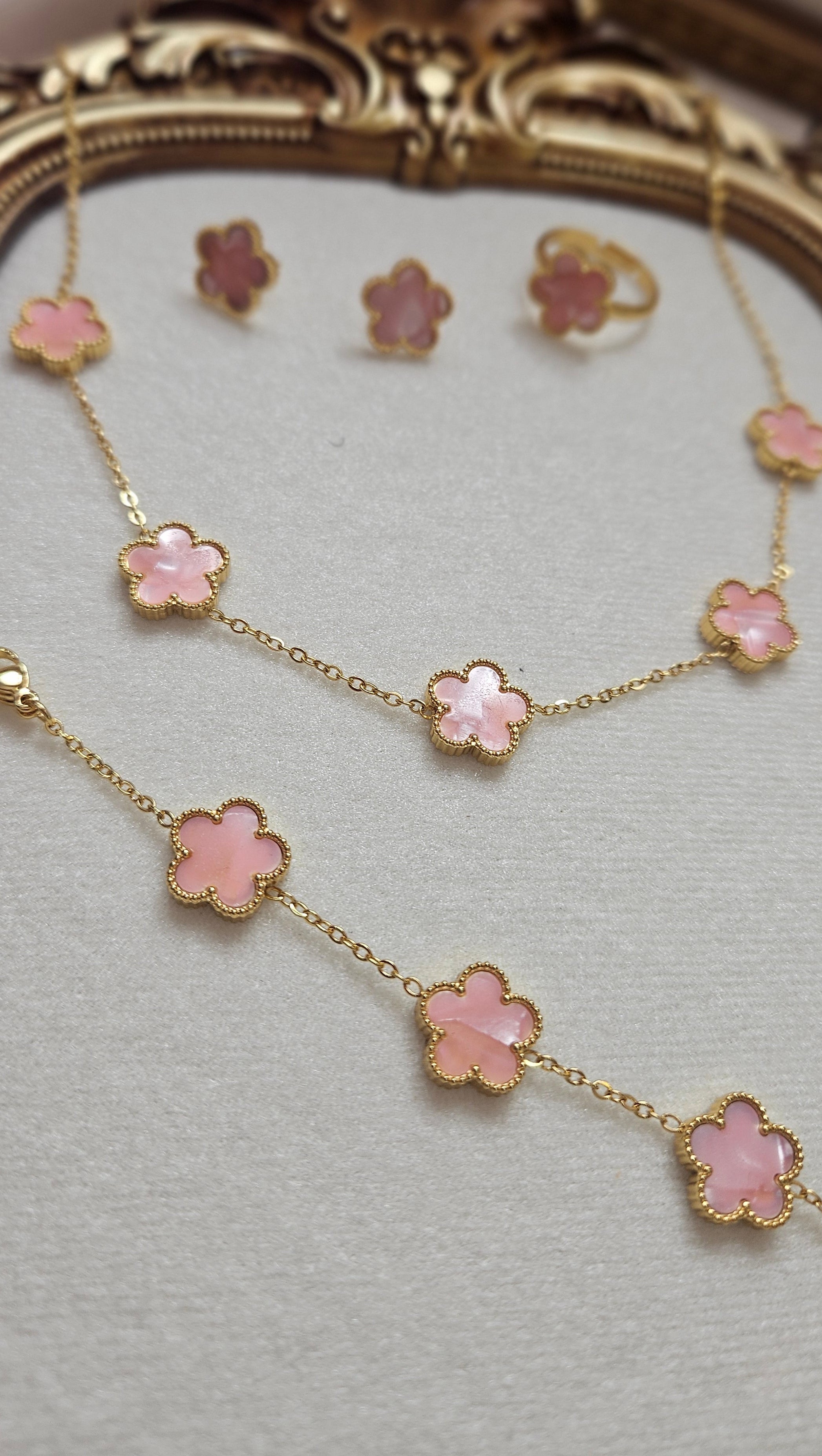 Pink Lucky Clover Necklace