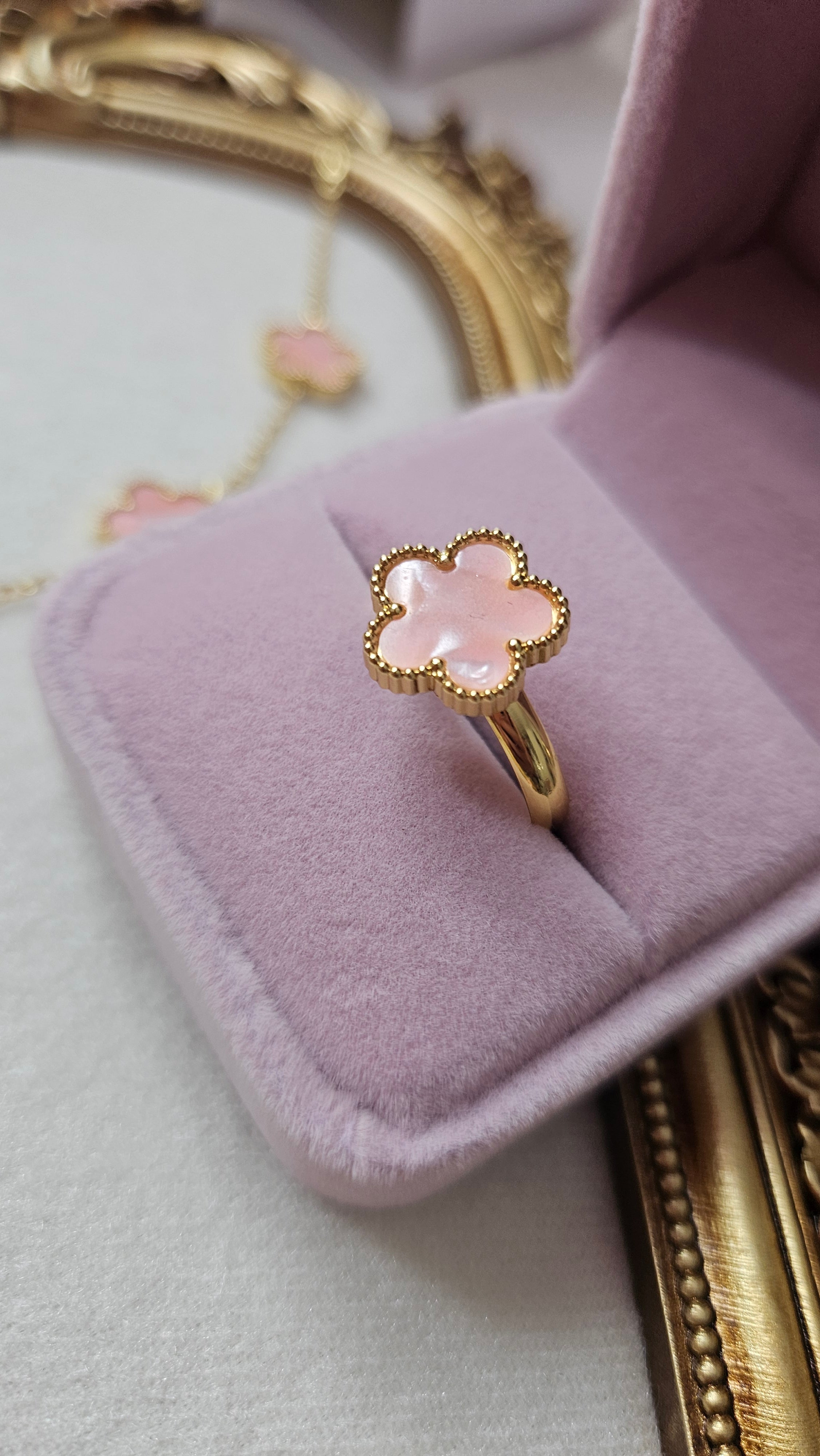 Pink Lucky Clover ring