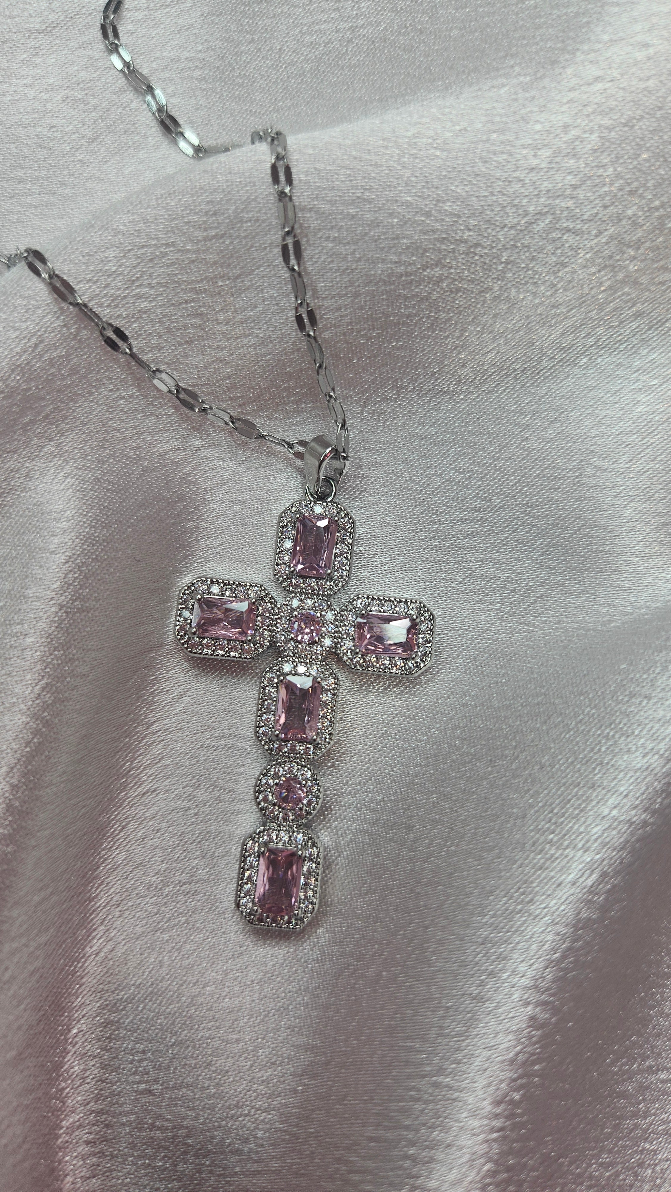 Pink Radiance Cross Necklace