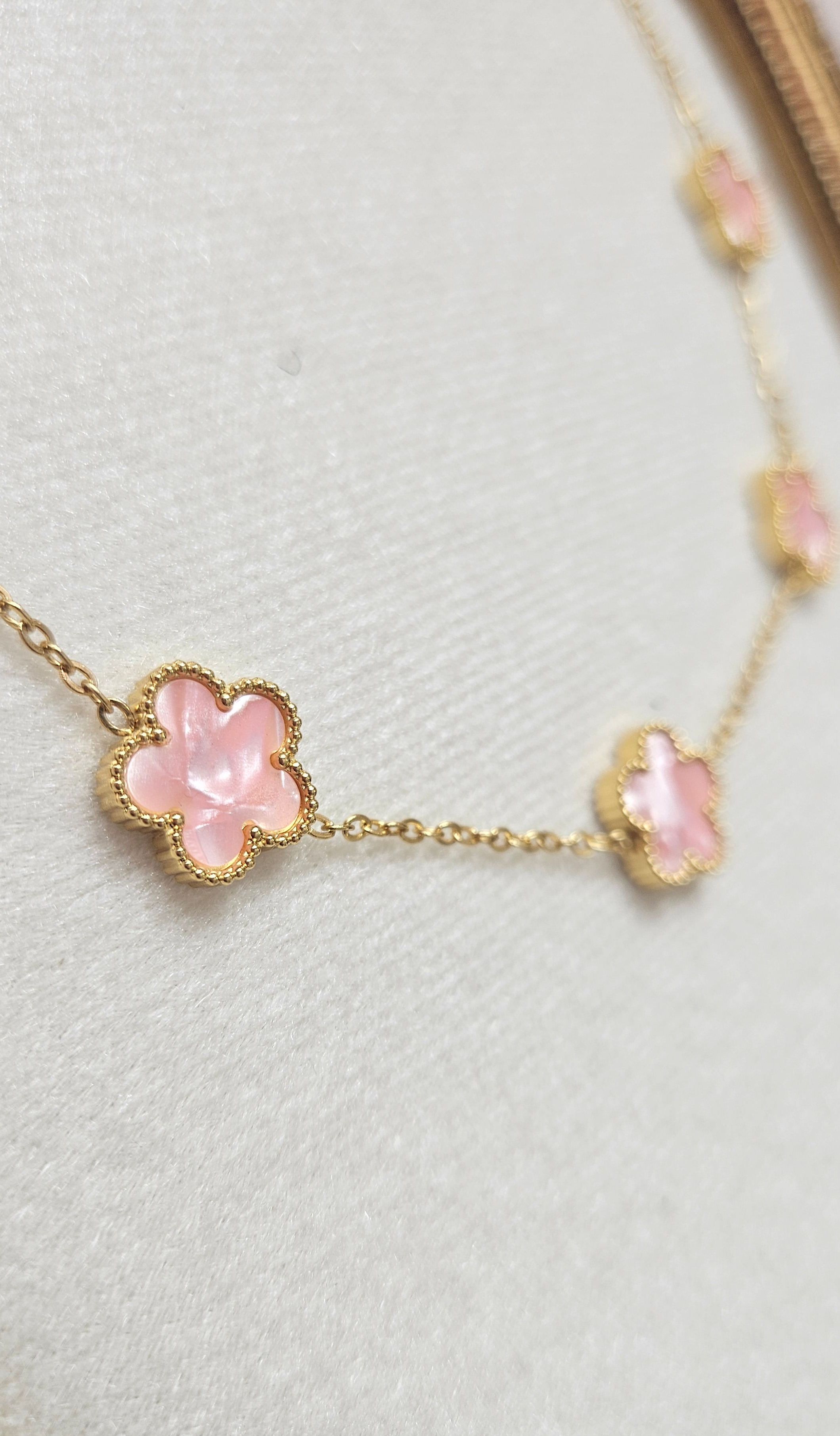 Pink Lucky Clover Necklace
