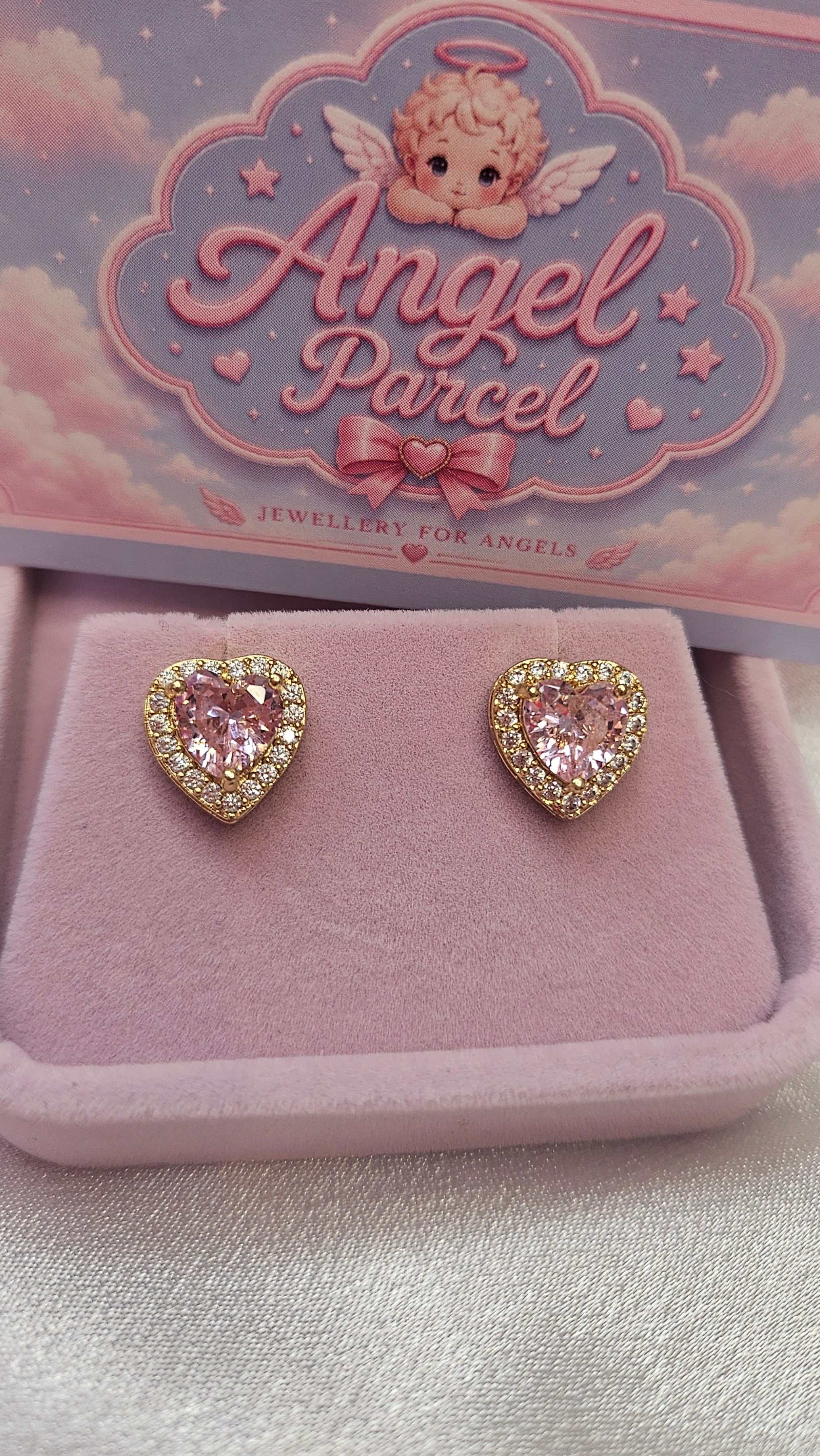 Cupid's Heart Earrings Pink