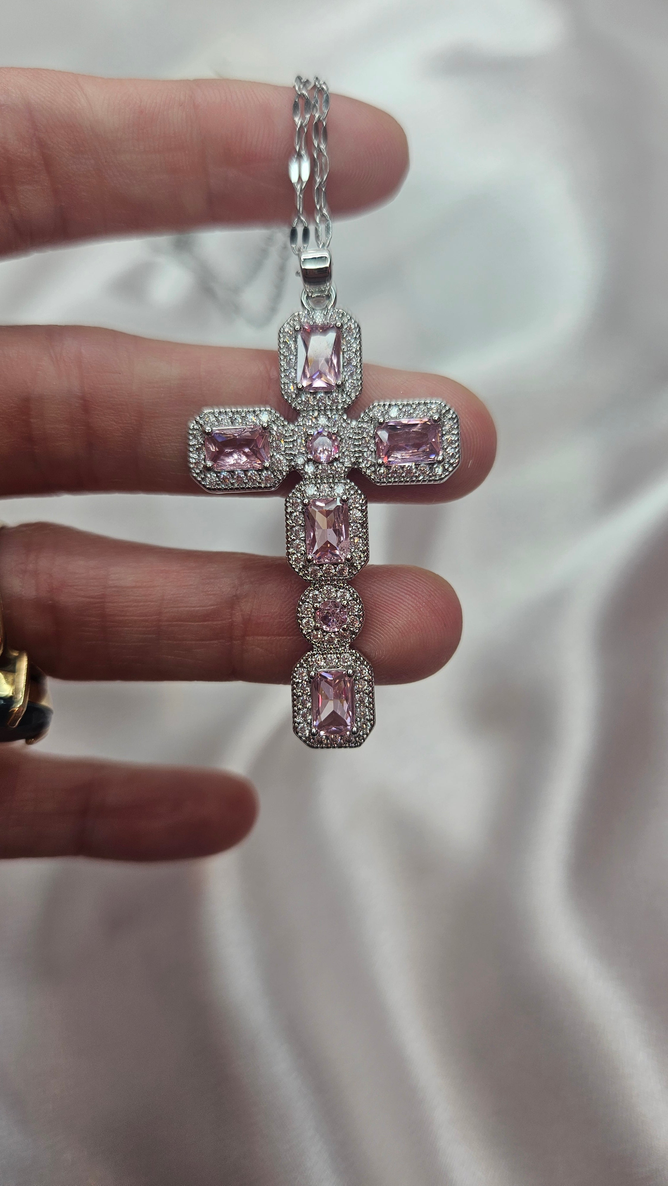 Pink Radiance Cross Necklace
